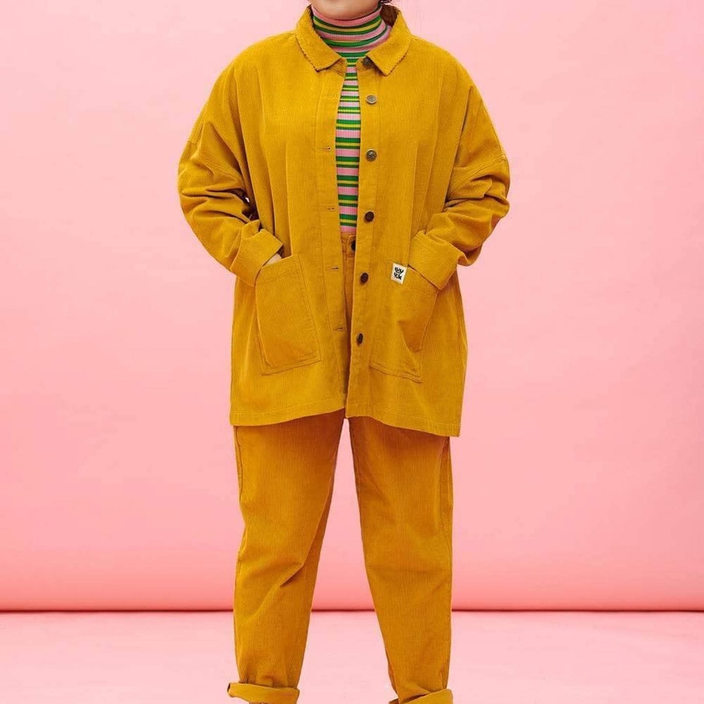 Lucy & Yak Mustard Yellow Corduroy Jacket  Shirt Size Small Oversized